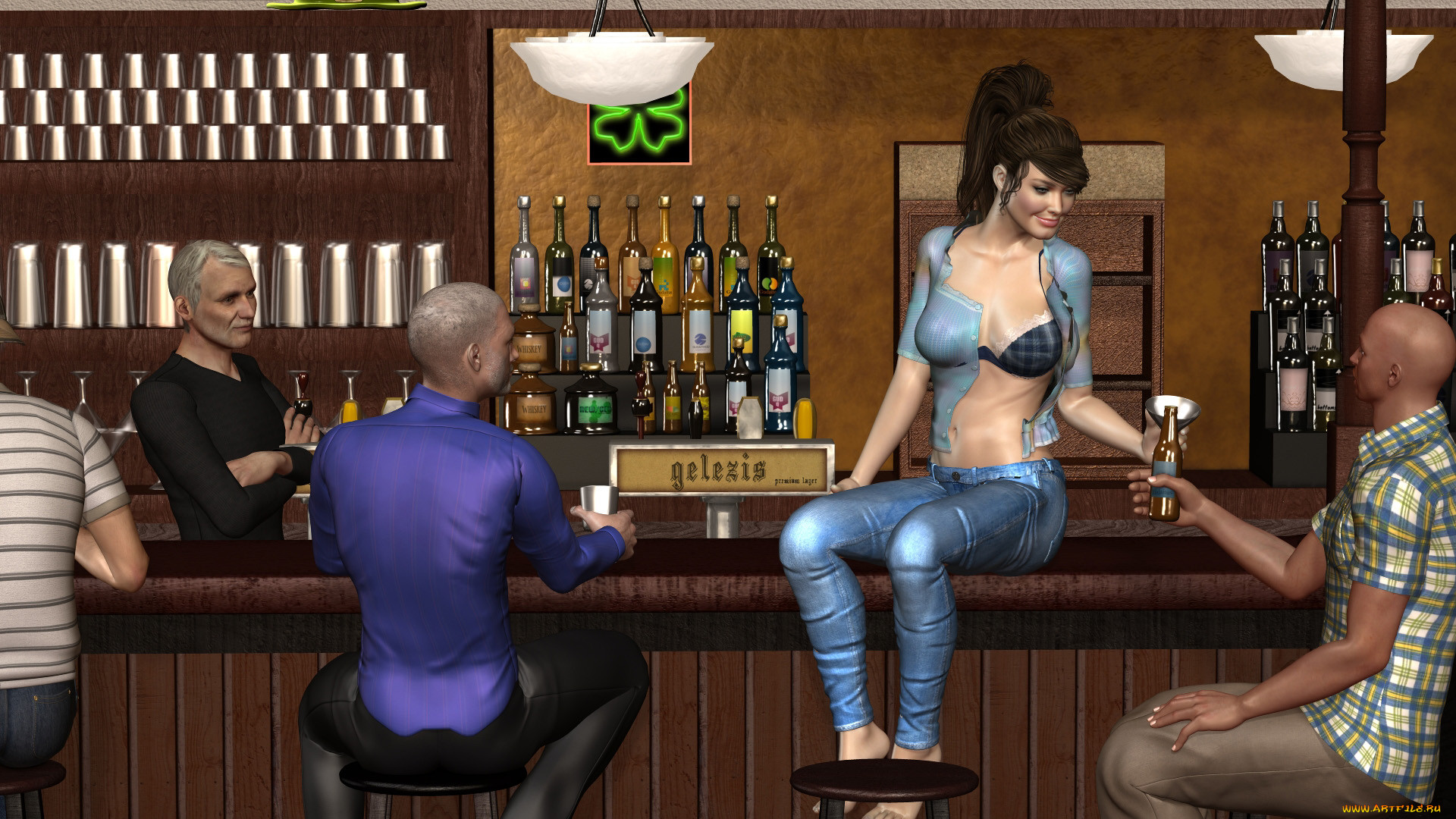 Девушка в баре 3d Art